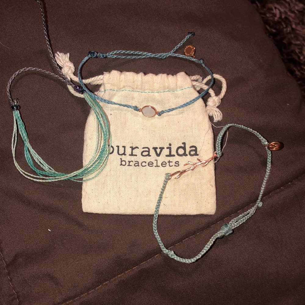 3 Pura Vida Bracelets with bag
